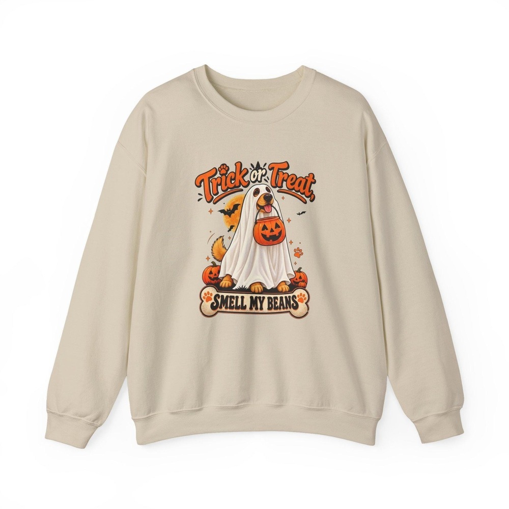 Trick or Treat Smell My Beans Dog Halloween Sweatshirt Funny Pet Lover Gift